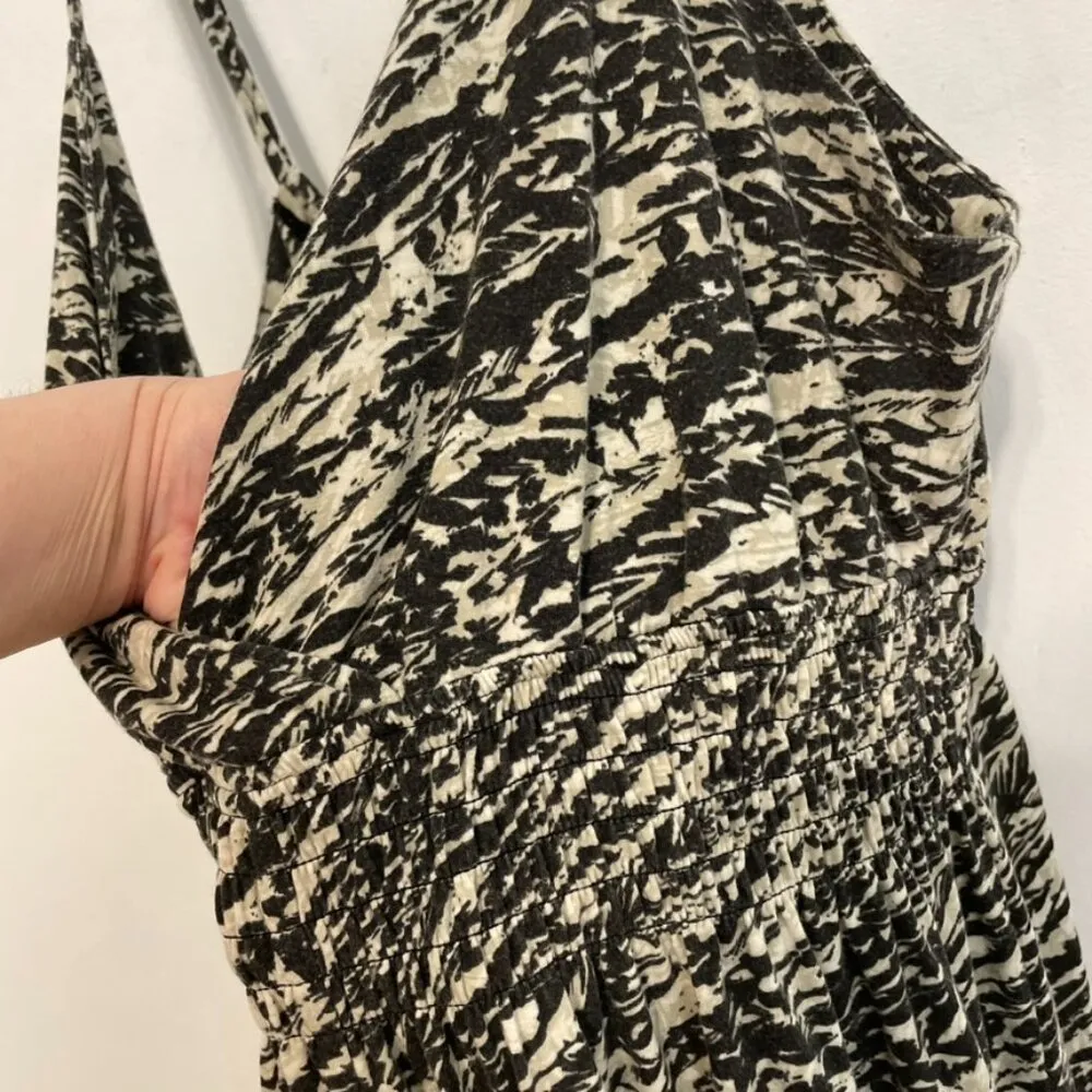 TORRID 1 Plus Size Feather Sleeveless Maxi Dress Cream Black Print Tie Back Boho - Image 7