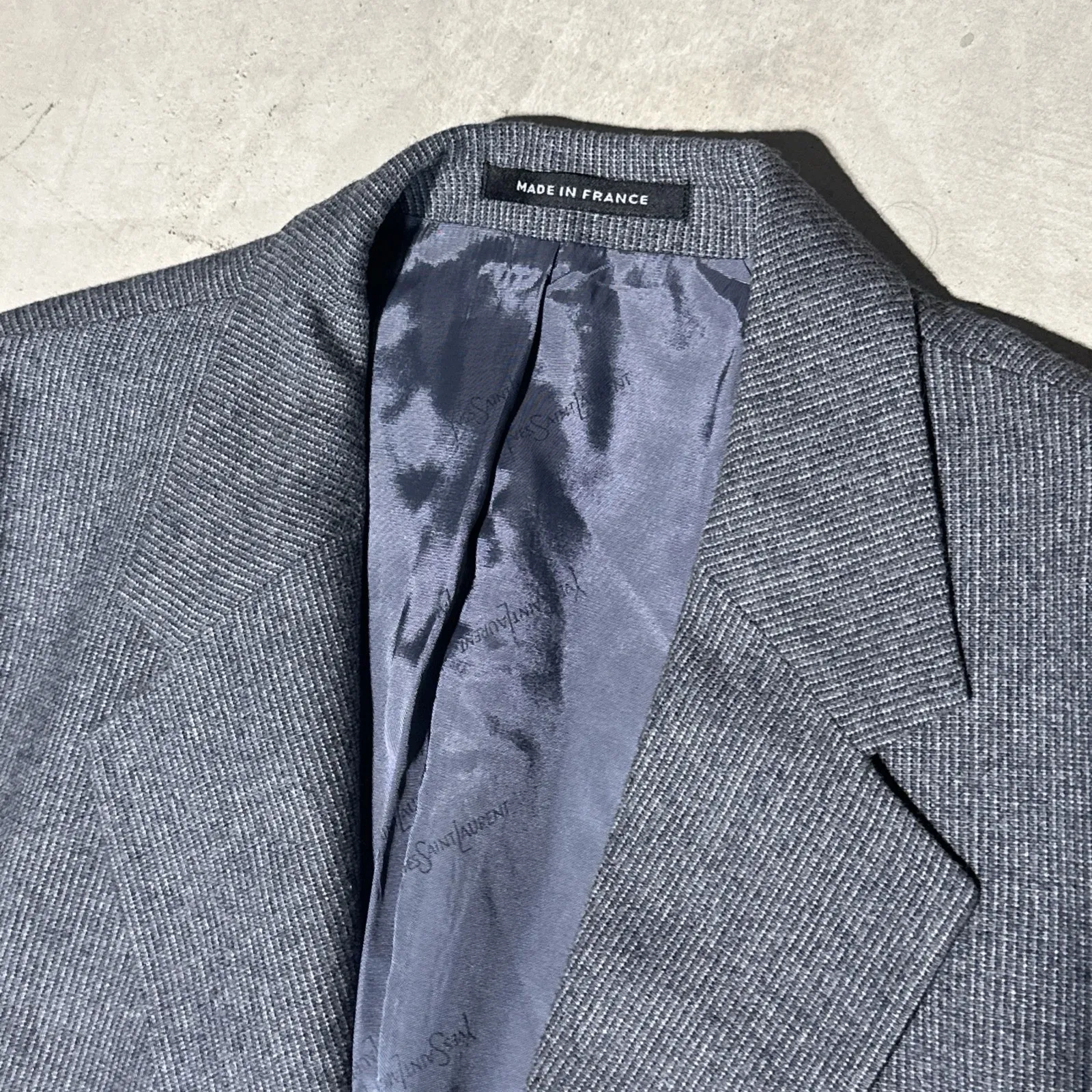 Yves Saint Laurent Men's Wool Blazer Made In France Grey Vintage Jacket SZ L - Image 6