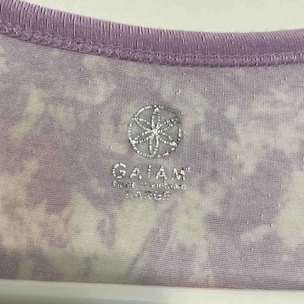 GAIAM Reflect Hi-Low Tee Lilac Lavender Purple Solid Printed Colorblock T-Shirt - Image 5