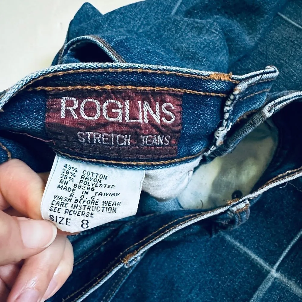 Vintage Roglins 80s/90s Dark Wash High Waist Stretch Jeans Blue Size 8 - Image 5