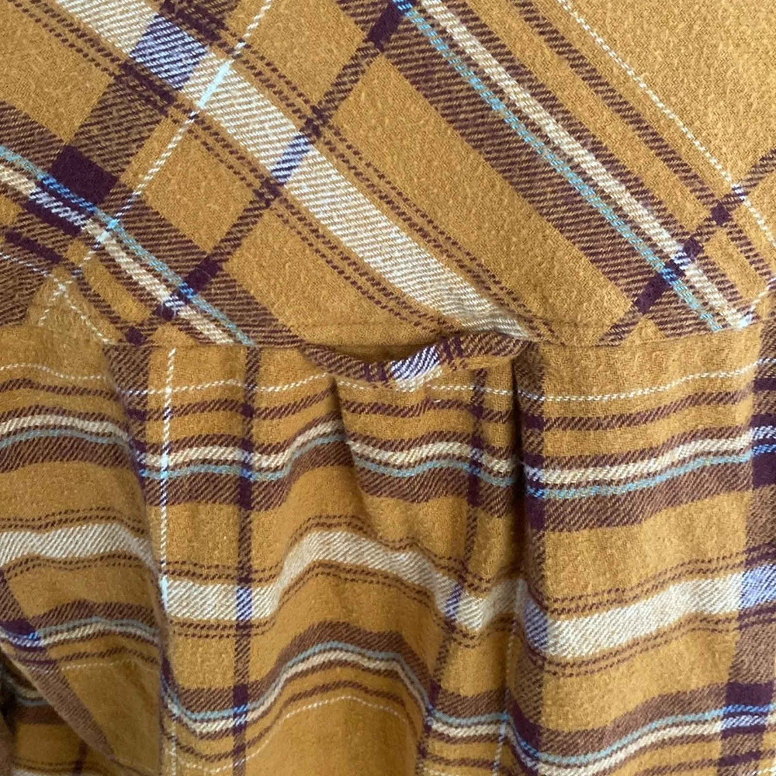 Arizona Jean Co Mustard Purple and White Plaid Button Down Long Sleeve Shirt S - Image 8