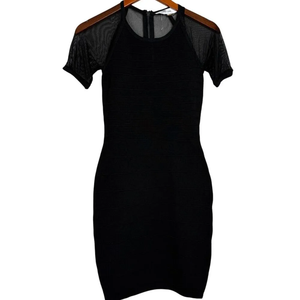 NWOT Revolve John + Jenn Sheer Short Sleeves Ribbed Bodycon Mini Dress SP Black - Image 2