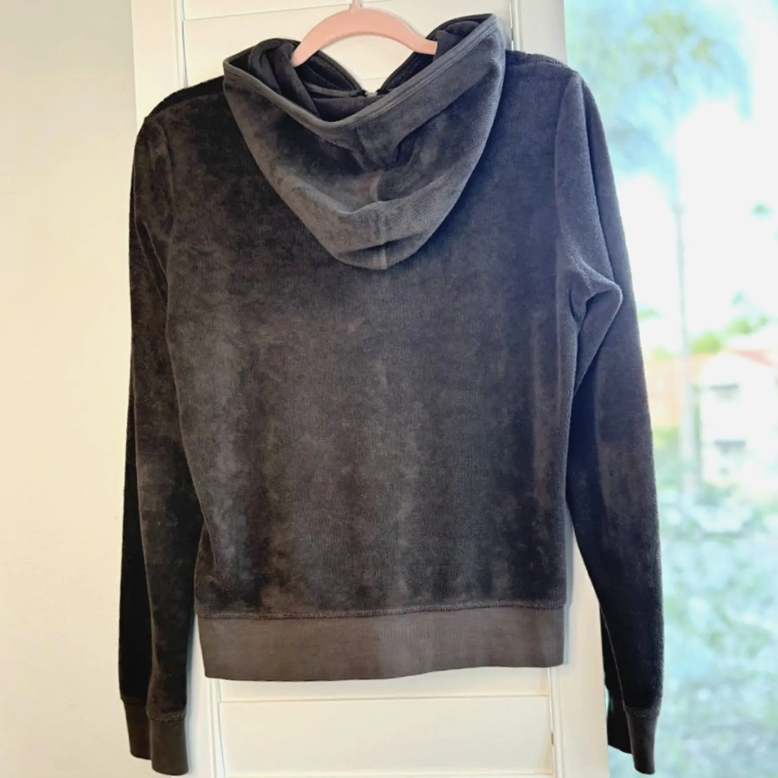 Vintage Y2K Juicy Couture Terry Cloth Hooded Zip Sweater in Brown Terry Cloth - Image 2