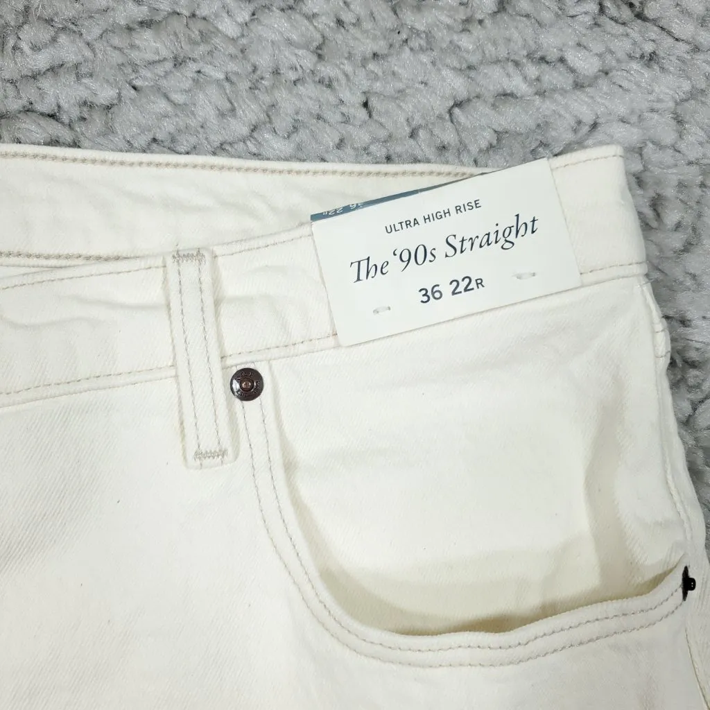 Abercrombie 90s Straight Ultra High Rise Jeans White Cream Size 22 36 Stretch - Image 3