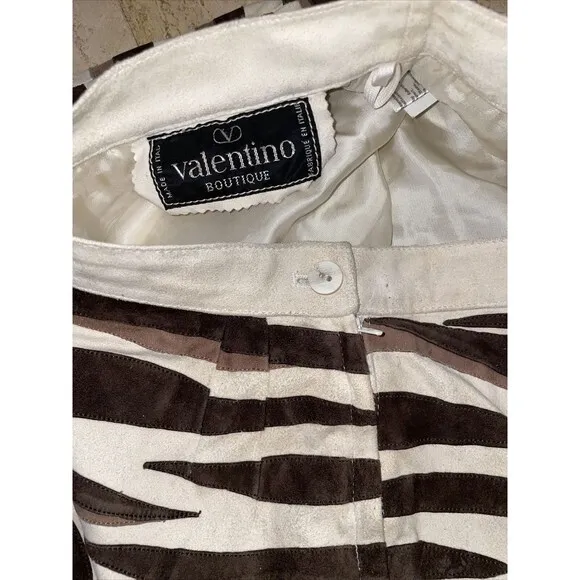 VALENTINO Boutique‎ suede leather Brown Wave skirt Sz 42 US 6 Made In Italy - Image 6