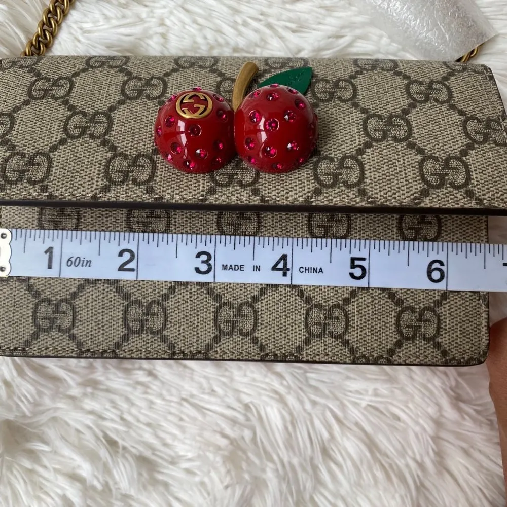 Gucci GG Supreme Monogram Mini Cherry Chain Bag - Image 5