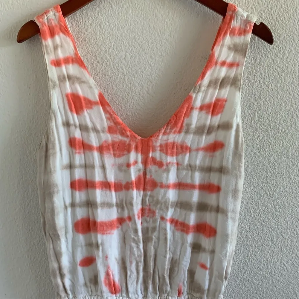 Young Fabulous & Broke Tie Dye Romper YFB Orange Tan Lightweight Playsuit Small - Image 5