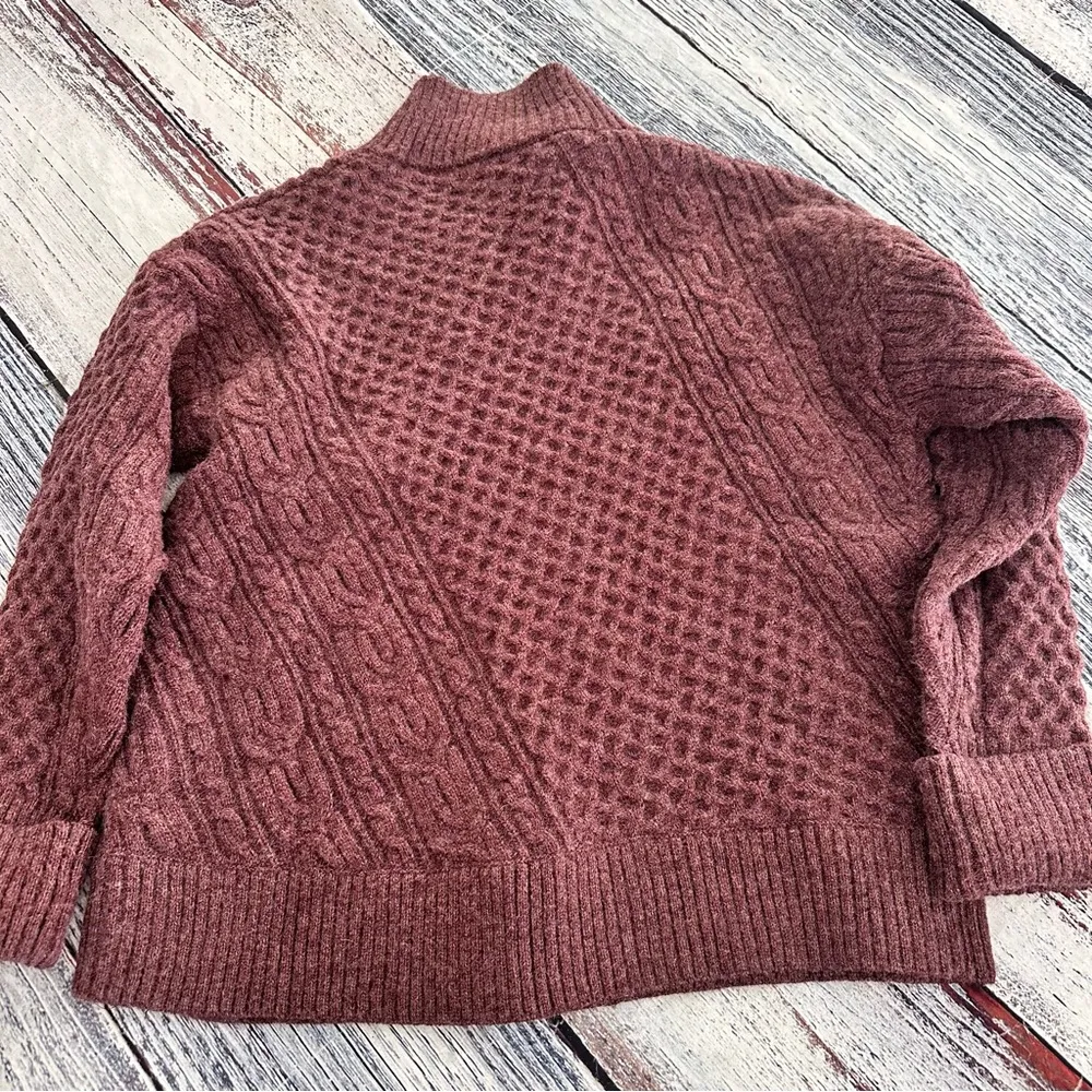 M. RENA Asymmetrical Zip Up Mock Neck Sweater in Plum Purple​ Purple Size L - Image 4