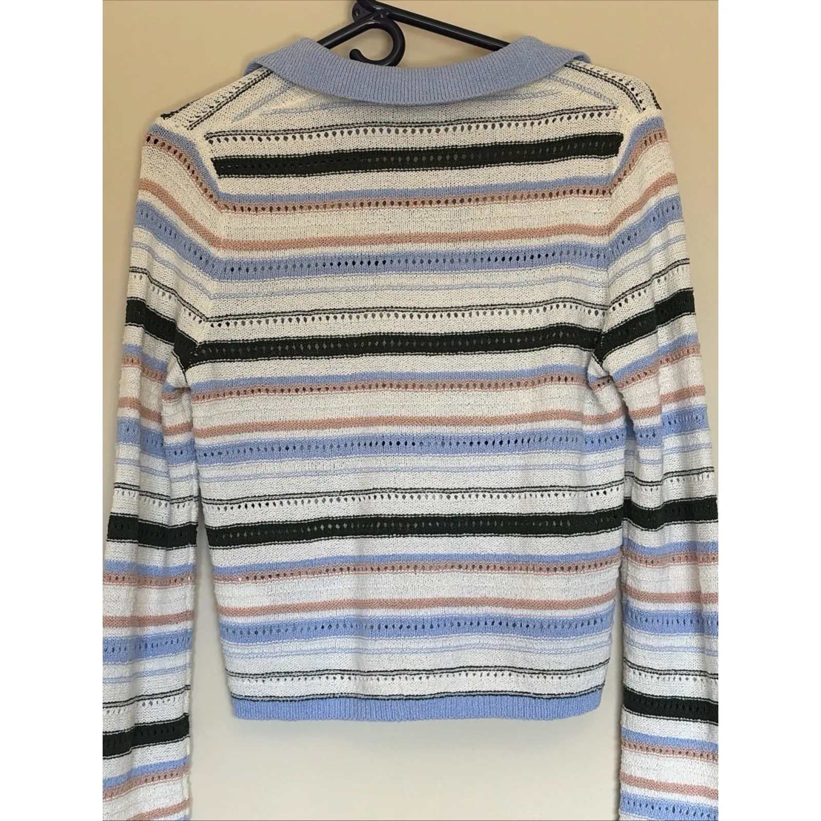 Madewell Multicolor Textural-Stitch Johnny Collar Sweater Shirt Top Womens Small - Image 11