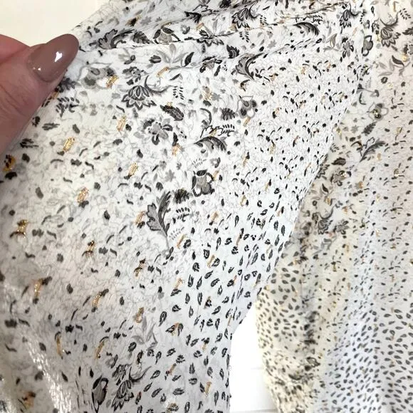 JOIE Women's White Floral Blouse Top‎ Sheer w/ Ruffles SZ Small - Image 4