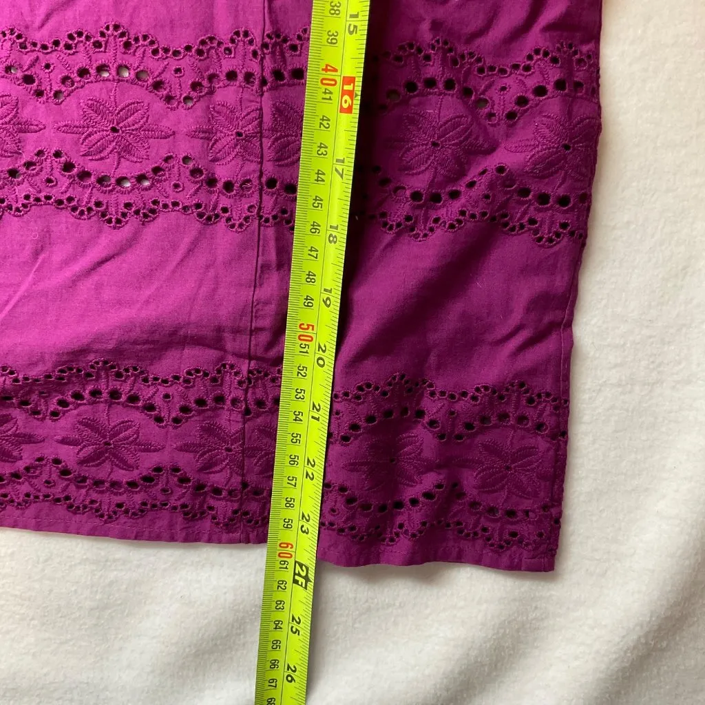 NWT Sezane Elsa Embroidered cotton Eyelet purple Top blouse Size 40 US8 bust 40 - Image 7