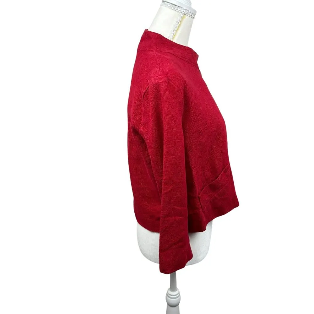 Vintage Tweeds blazer, size Medium, 100% linen, lined, Classic, Timeless, Collar Red - Image 5