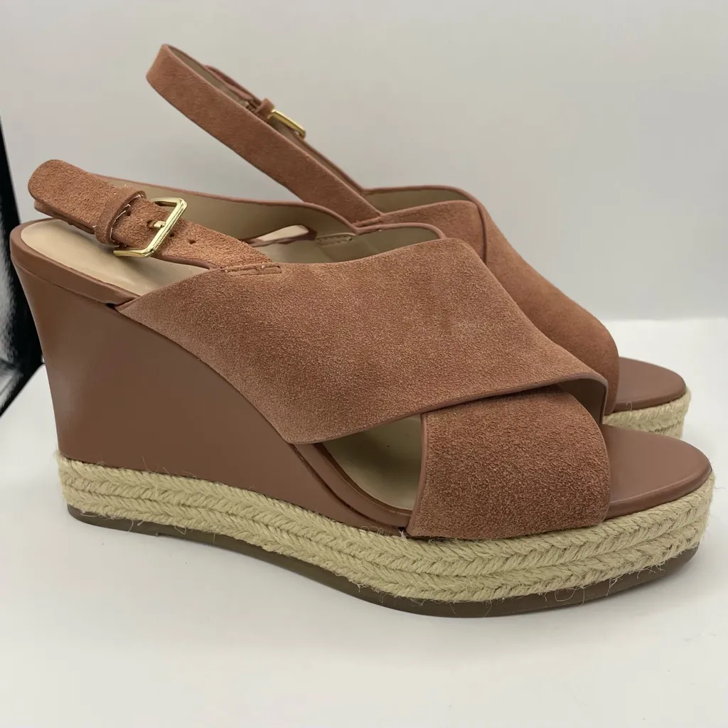 H by Halston Stella suede leather wedge sandals women’s Size 8 1/2M - Image 3
