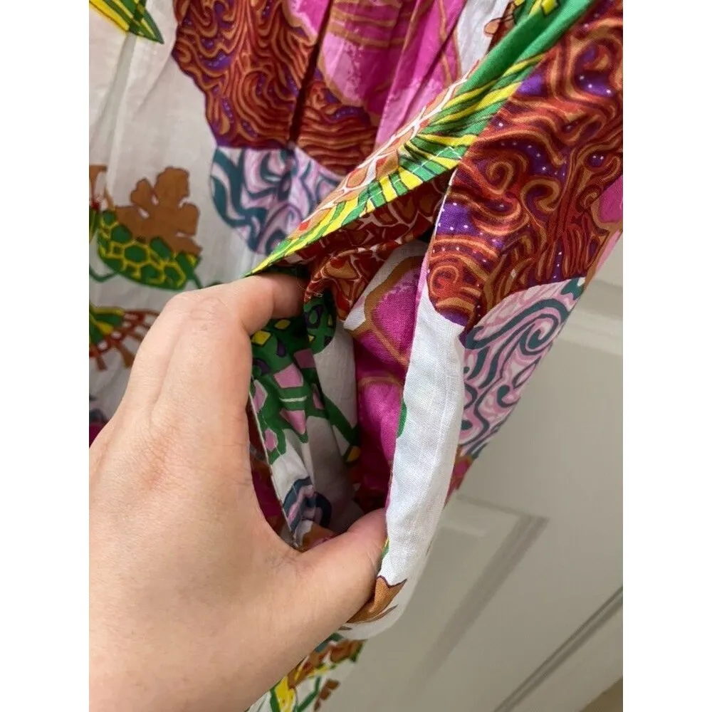 By Charlee Midi ALEXIS TIERED HYDRANGEA FLORAL Dress S 3/4 SLEEVE Blue - Image 7