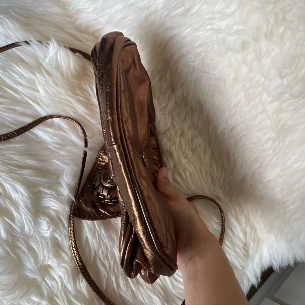 Bronze Metallic Leather Crossbody Evening Bag Bags by Pinky Gold - Image 4
