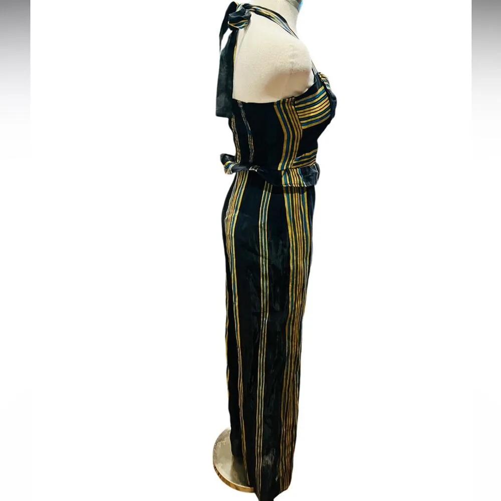 HONEY PUNCH Jumpsuit Navy With Stripes Bow Detail Size XS - Image 7