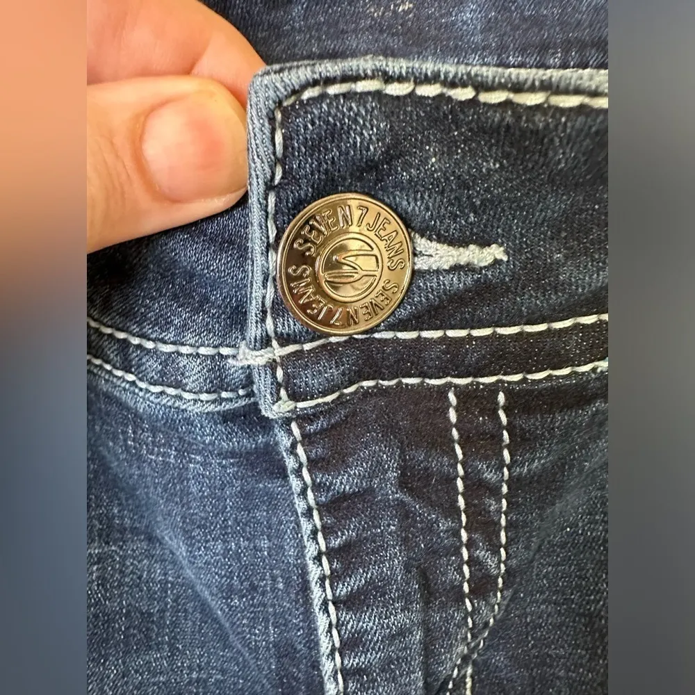 Seven For All Mankind Jeans Womens 8 Dark Wash Straight Leg Y2K High Rise - Image 5