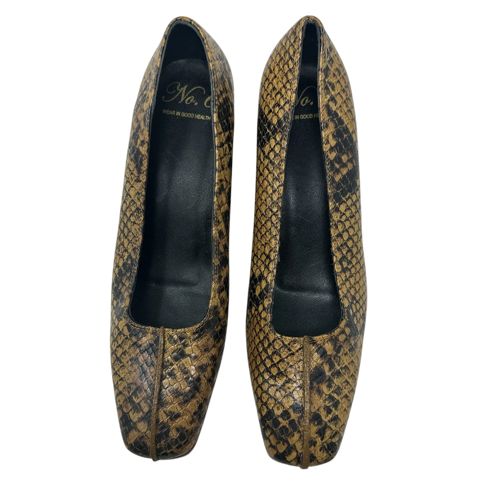 No. 6 Heels Pumps Shoes Snakeskin Leather Square‎ Toe Brown Tan Size US 6 - Image 5