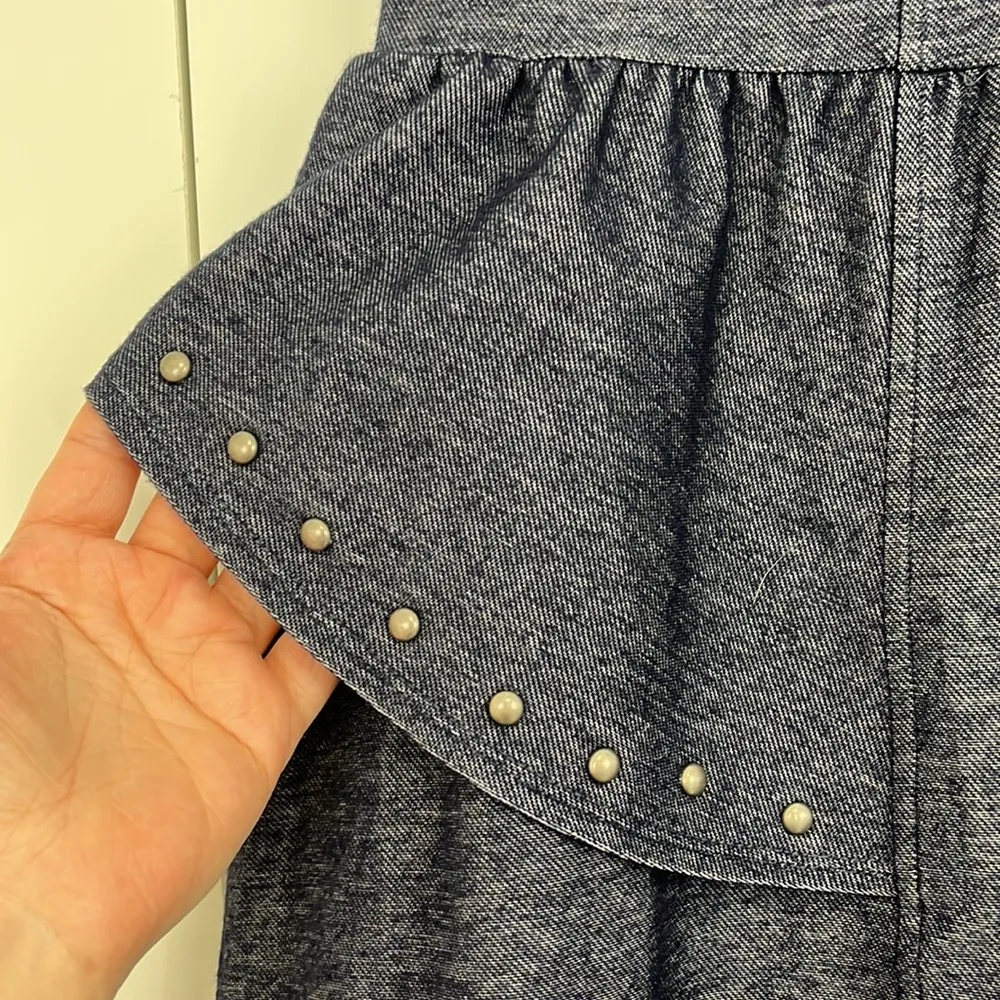 New American Eagle Medium Blue Strapless Studded Denim Peplum Dress - Image 4