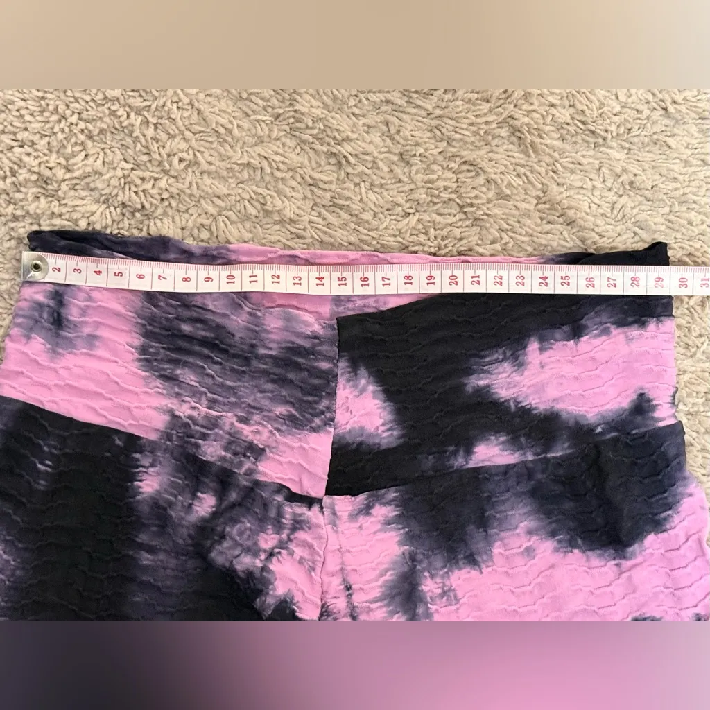 Booty by Brabants Pink Black Tie Dye Textured Leggings EUC S - Image 4