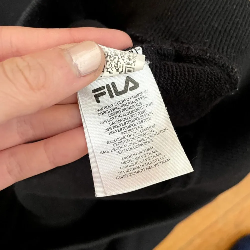 Fila black wide leg cotton pants comfortable pockets casual trousers large - Image 4