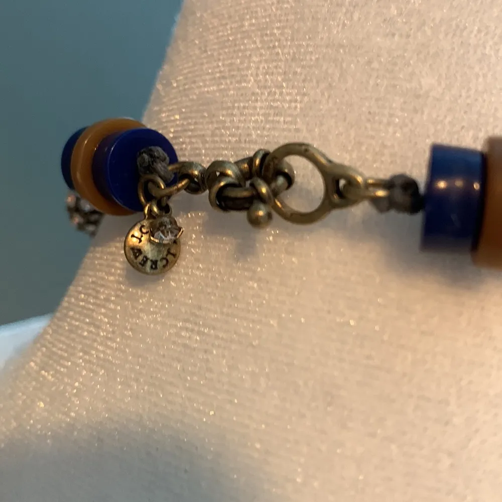 JCrew Long Beaded Necklace Blue/Brown - Image 2