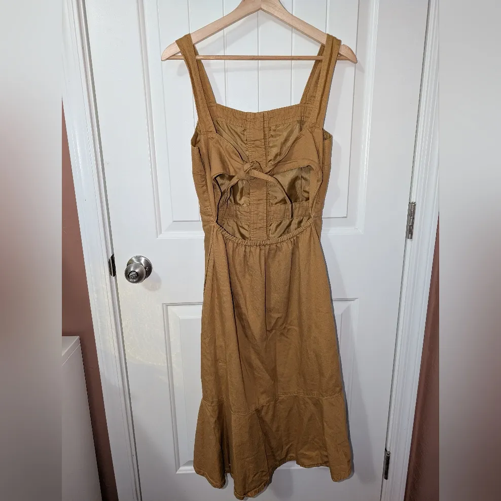 Oat New York Flounce Midi Sleeveless Dress Women's S Honey Mustard Orange - Image 2