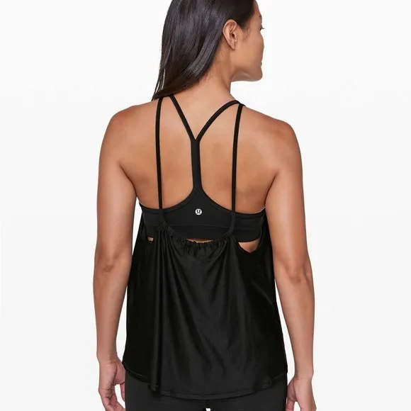 Lululemon Athletica Flow Y 2-in-1 Tank Yoga Strappy Black 6 - Image 2
