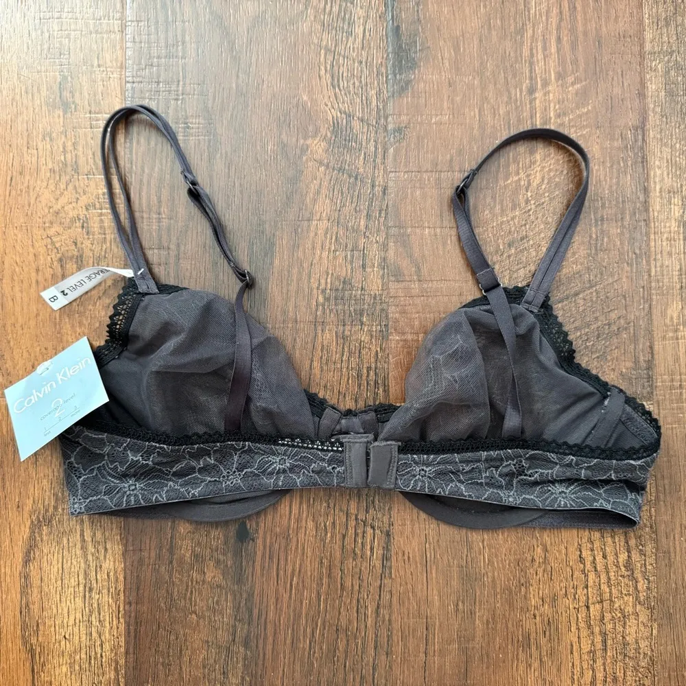 CALVIN KLEIN steel grey lace coverage level 2 underwire bra, size 36B, NWT - Image 2