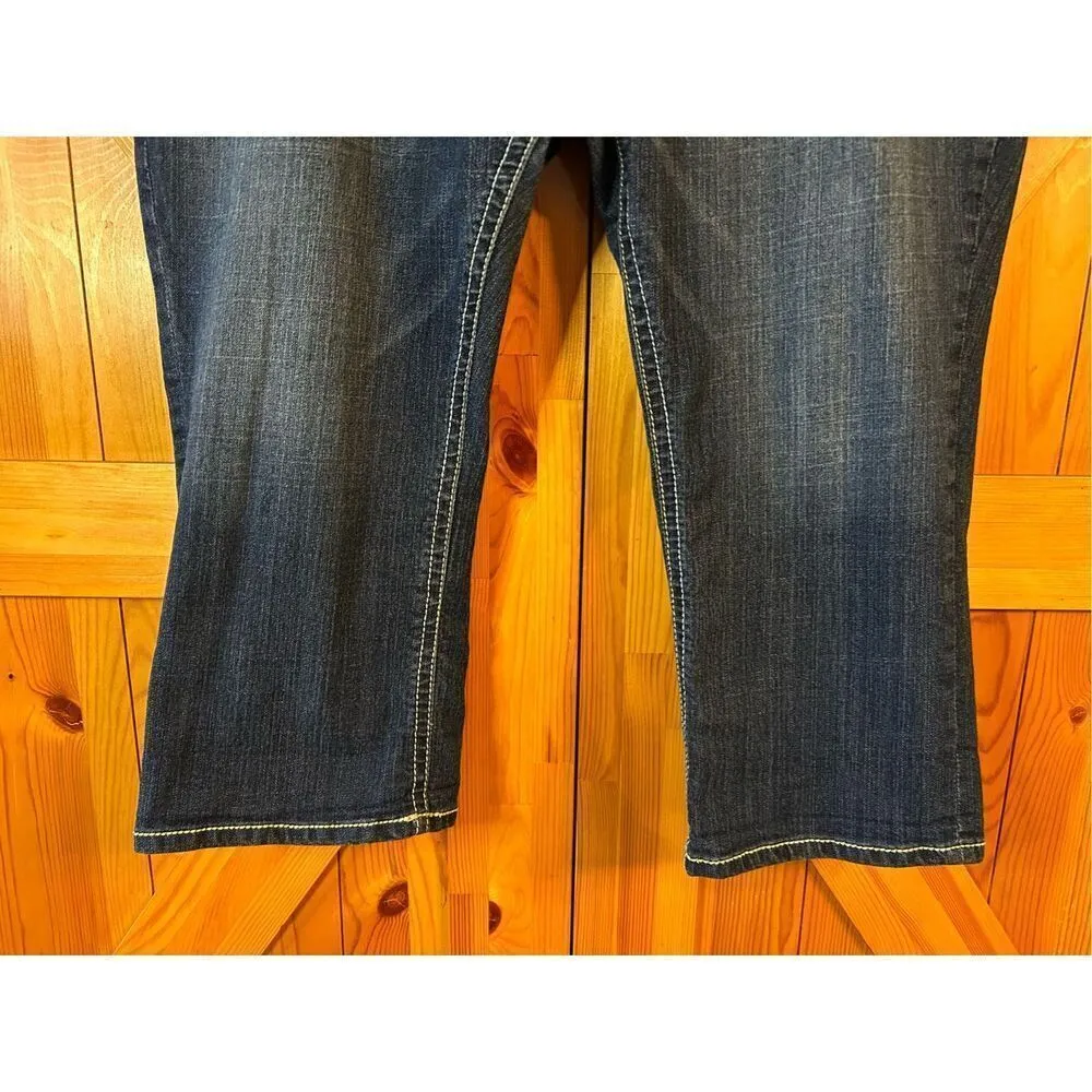 A.n.a. Crop Back Flap Pockets Women's size 20W Dark Wash Blue Denim Jeans (0885) - Image 2