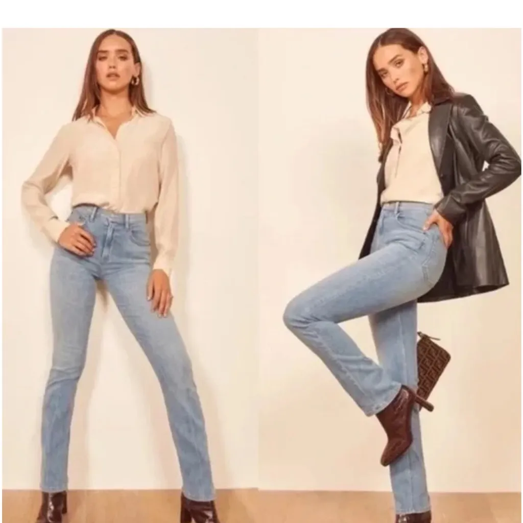 Reformation Audrey High Straight Jean in Cyprus Wash Size 29 - Image 2