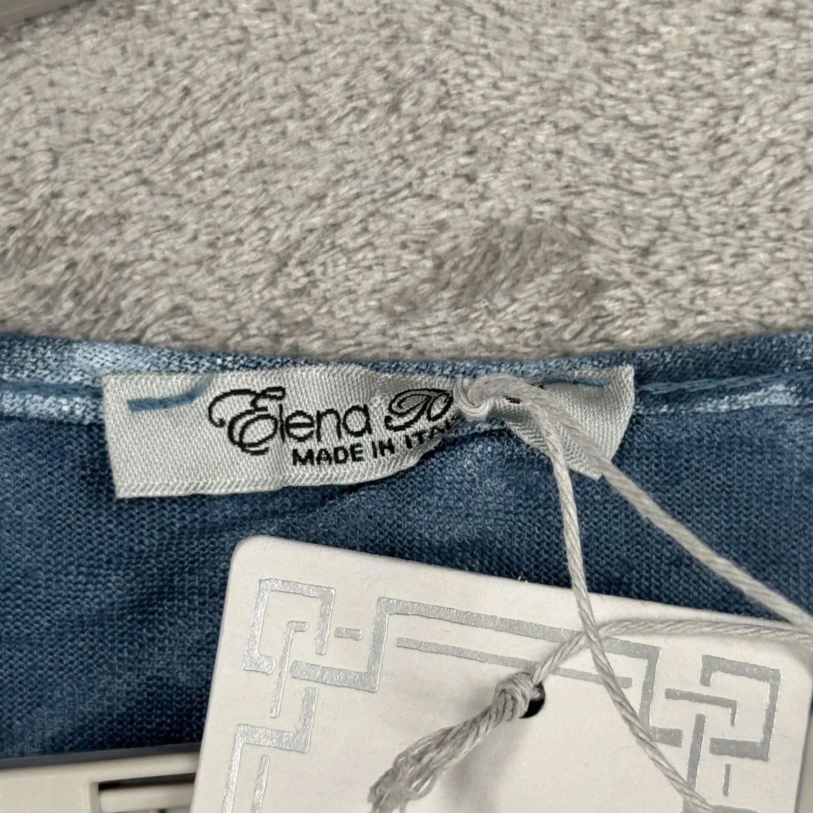 Elena Baldi Poncho Top One Size Denim Blue Linen Blend Italian Resort Coastal - Image 6