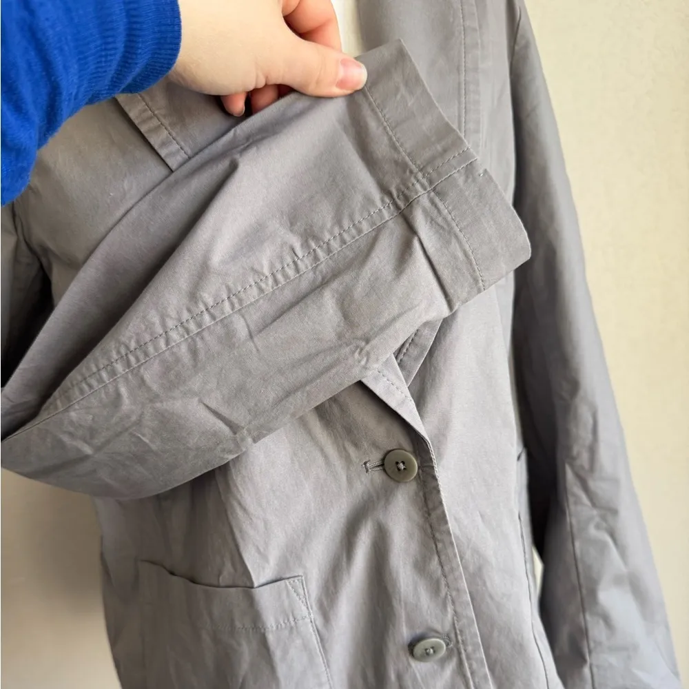 Eileen Fisher Gray Organic Cotton Lightweight Blazer Womens S Preppy Academia - Image 2