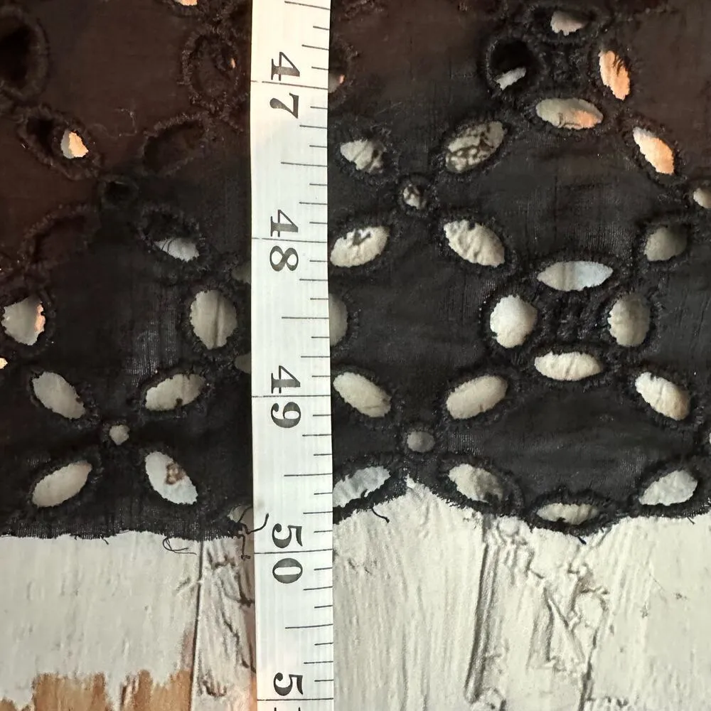 Free People Perfect Storm Midi Dress Size XS Black Eyelet Puff Sleeves - Image 12