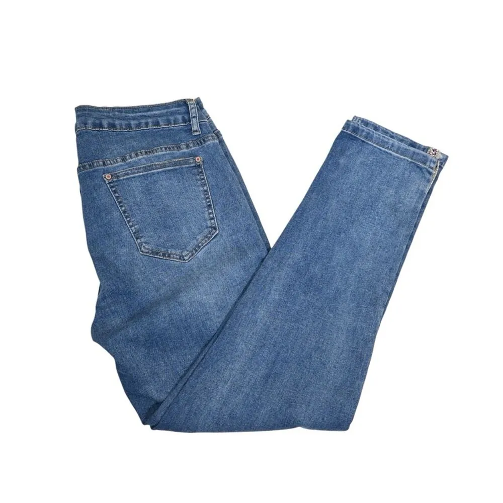 V Christina Womens 10 Medium Wash Tapered Leg Sequin Jean Blue - Image 3