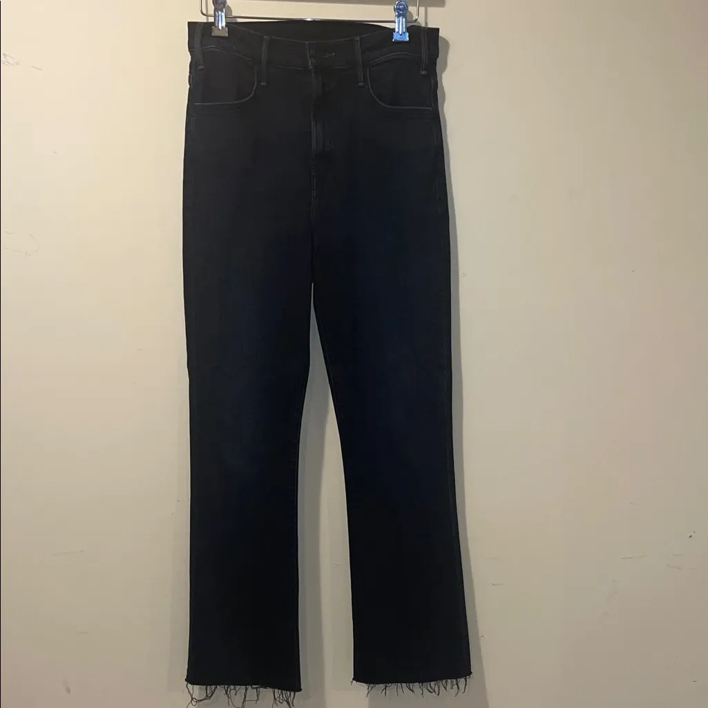 Women’s MOTHER The Hustler Ankle Fray Jeans Wash Night In Paris Black Size 29 - Image 4