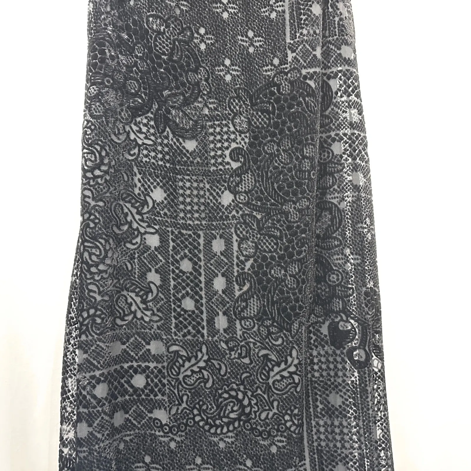 Onyx Nite 6 Dress Black Velvet Burnout‎ Hi Lo Spaghetti 90s Y2K Grunge Goth 1341 - Image 6