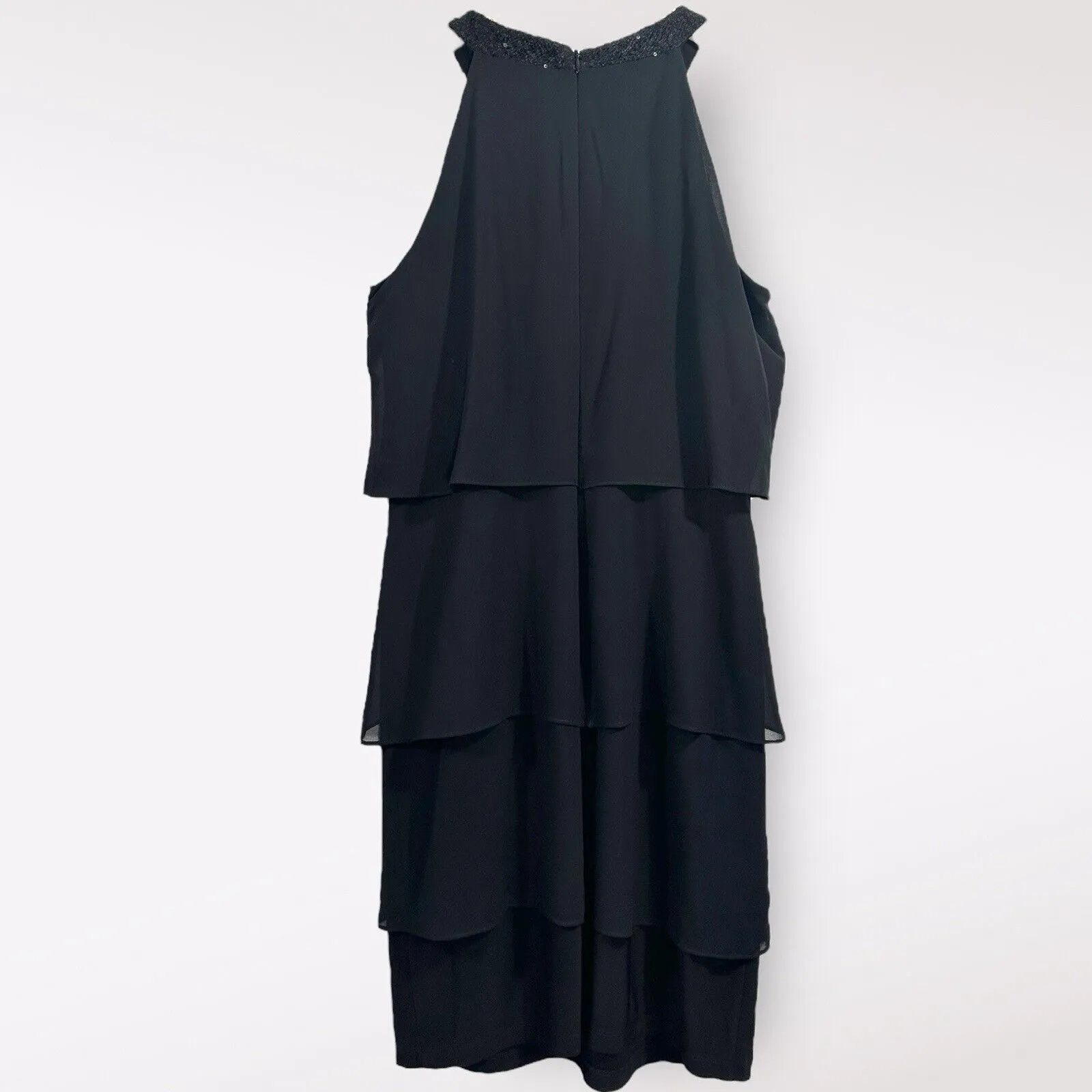 CHAPS Sequin Cocktail Classy Party Black Tie Tiered‎ Chiffon Ruffle Dress SZ 8 M - Image 6