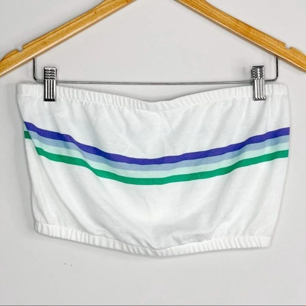 Me to We Pacsun White Striped Retro Bandeau Crop Top Tube Top - Image 33