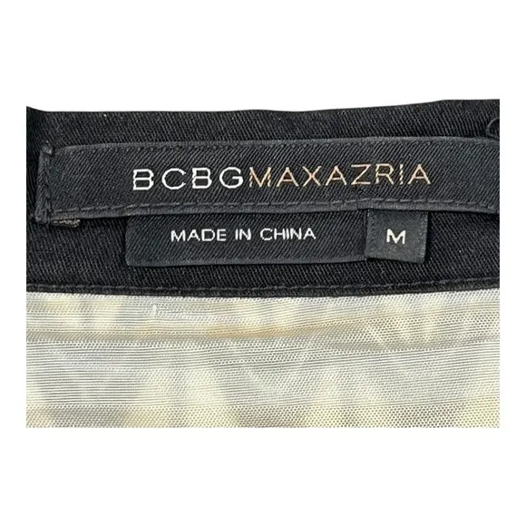 BCBGMAXAZRIA Sequin Skirt Black White Chevron Print Tie Waist Women Size Medium‎ - Image 7