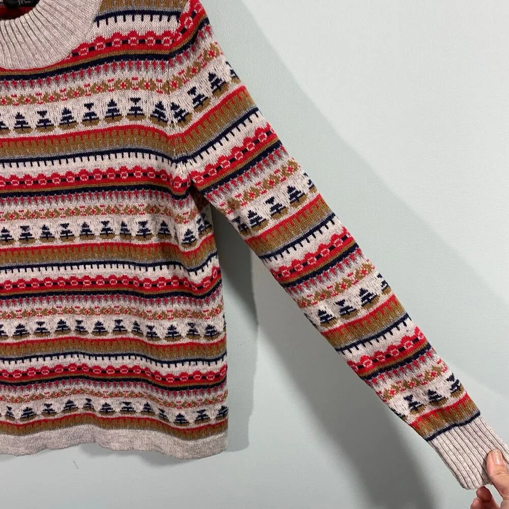 J Crew Women Fair Isle Mockneck Lambs Wool Blend Pullover Sweater Size S #K5312 - Image 5