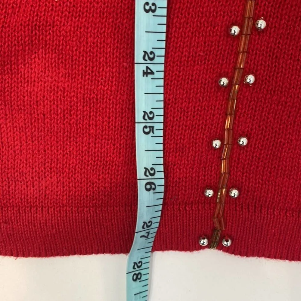 Victoria Jones Vintage 1980’s Mock Neck Oversized Knit Sweater Embellished Sz Sm - Image 9