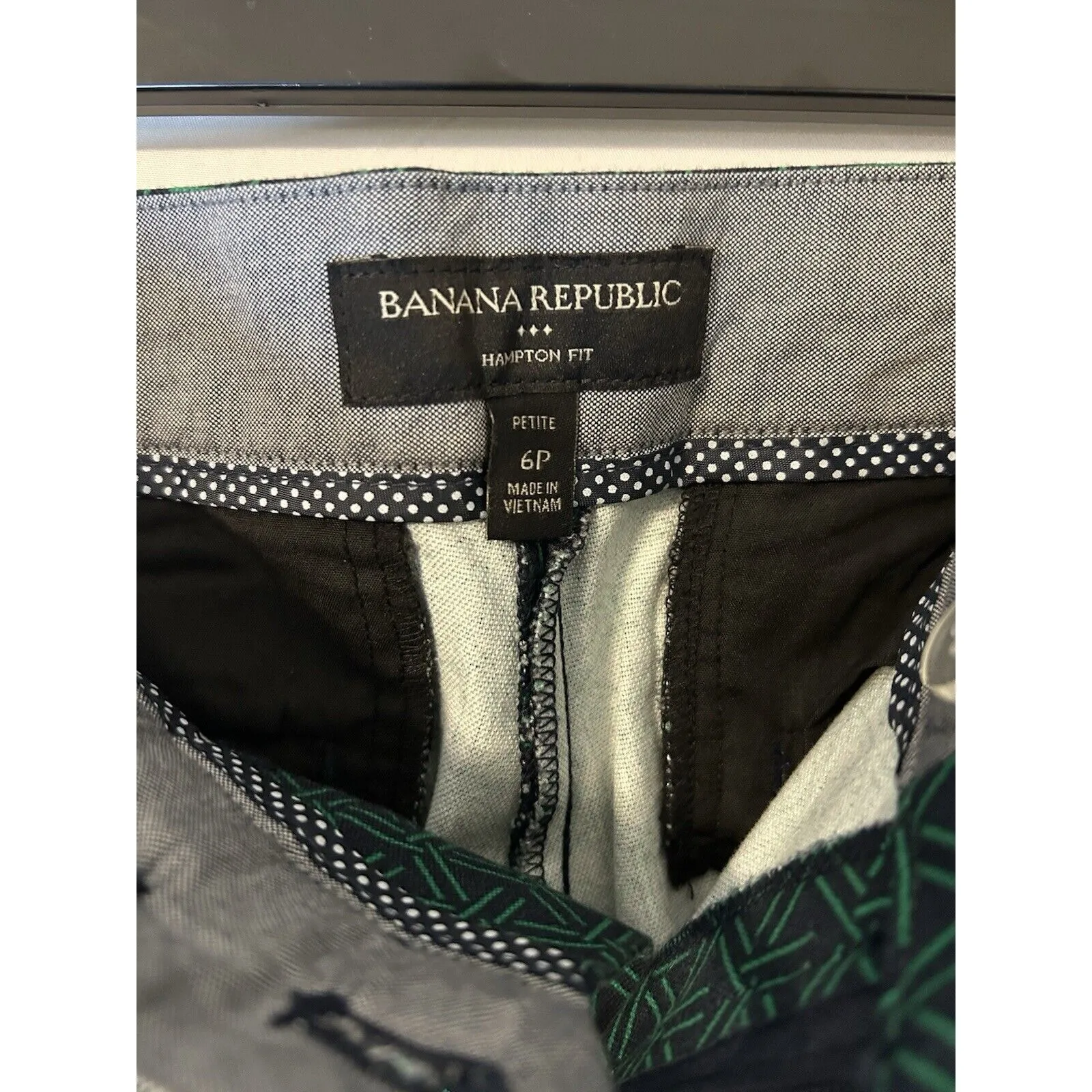 Banana Republic Womens Crop Pants Green Geometric Hampton Fit Size‎ 6P - Image 8