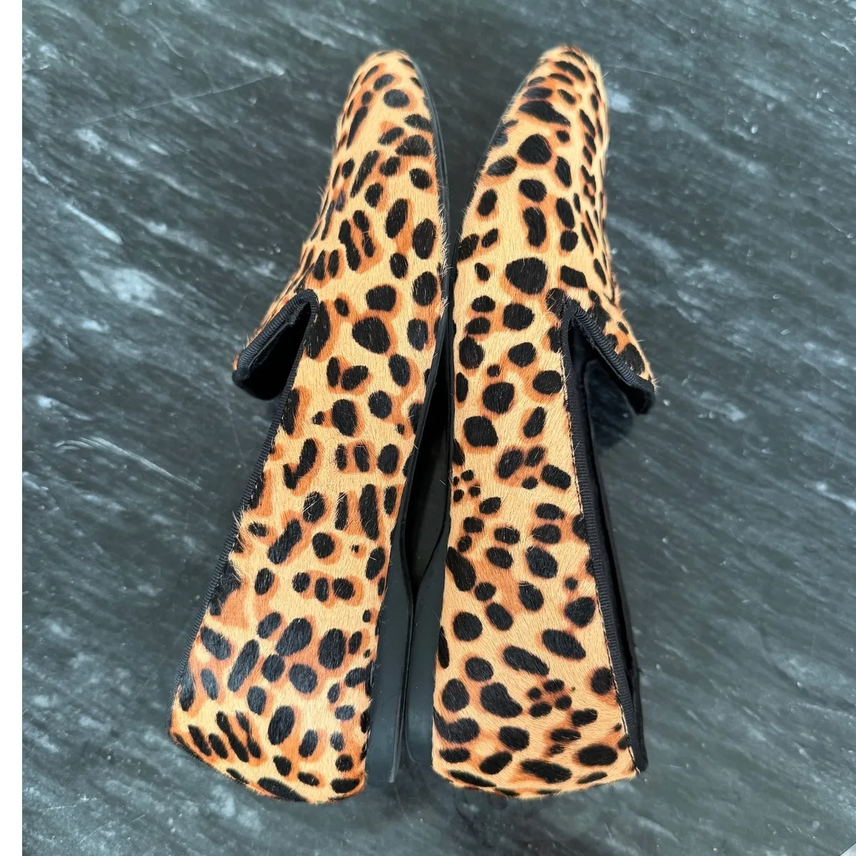 Birdies Cheetah Animal Print Haircalf Faux Fur Slip On Loafers Flats Office -6.5 - Image 2