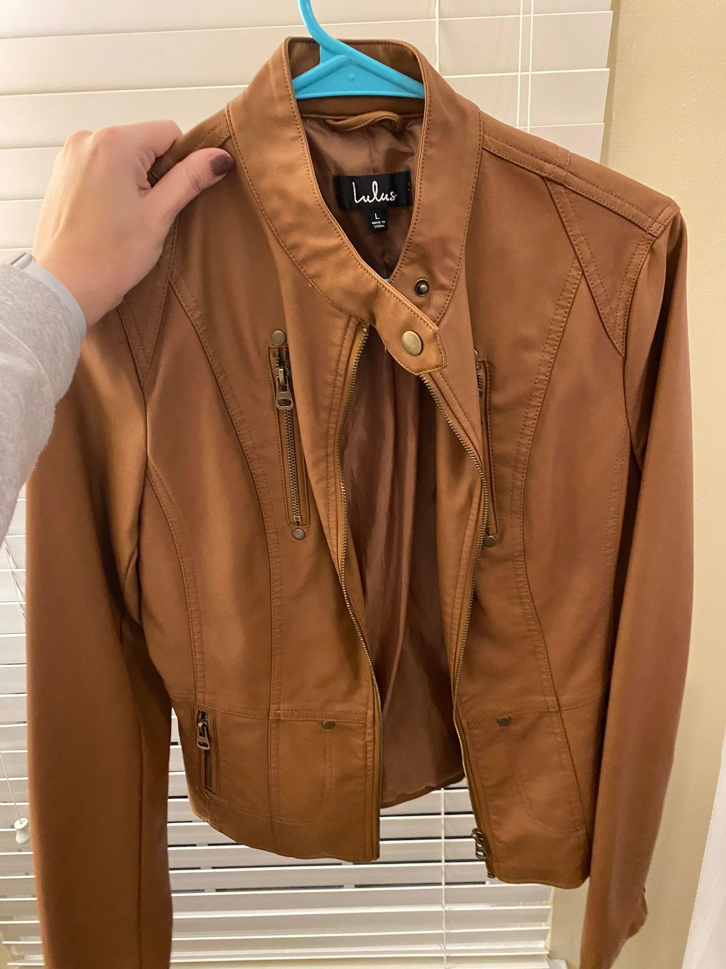 Lulus Peace of Mind Tan Vegan Leather Moto Jacket - Image 5