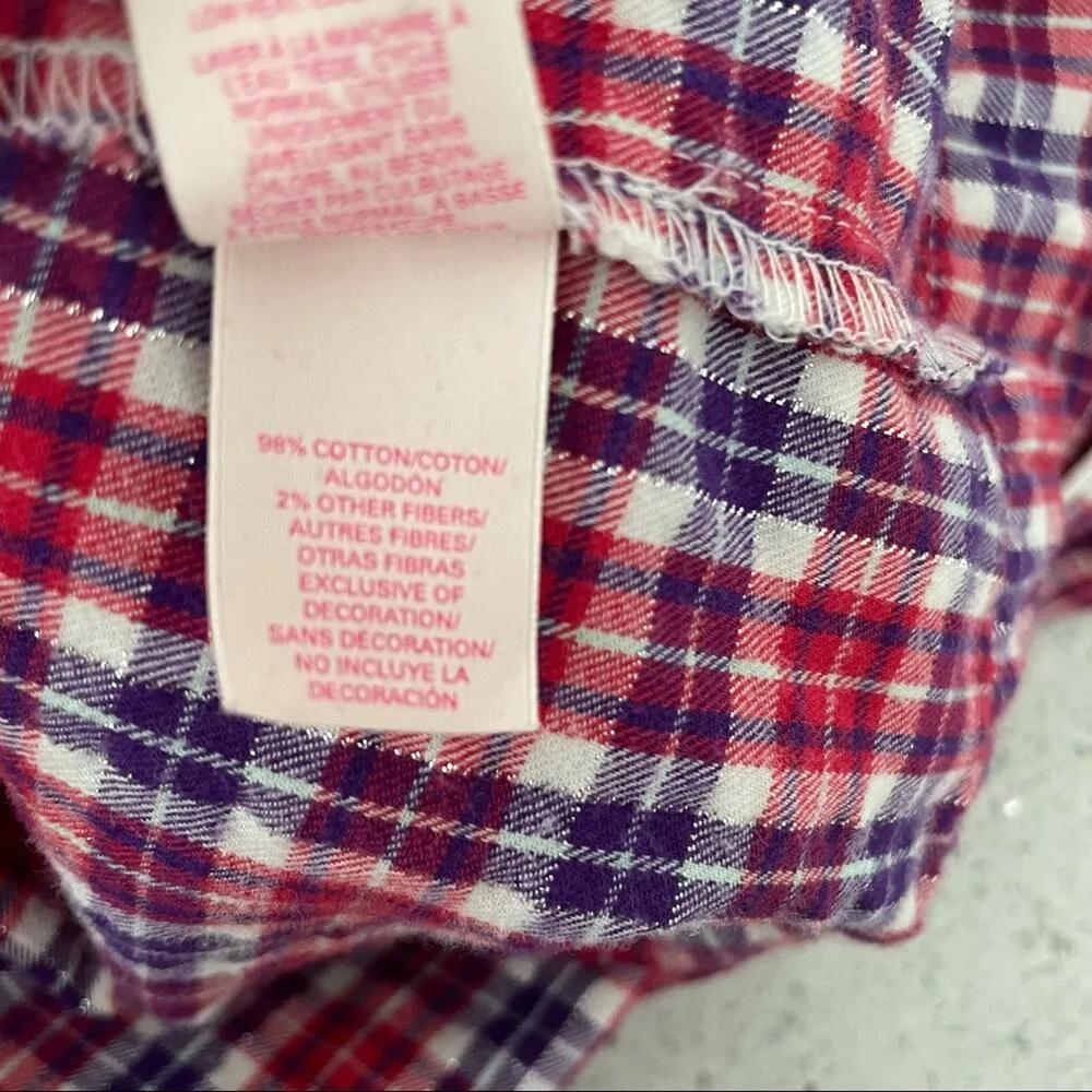 Victoria's Secret Flannel Pajama Top Metallic Thread Long Sleeve Women's Small - Image 8