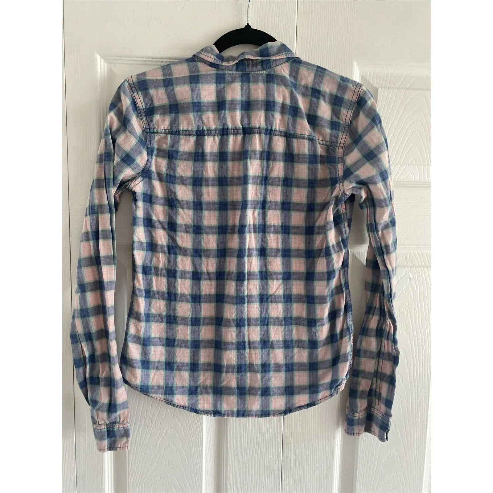 Hollister Women Small Pink Plaid Academia Preppy Button Down - Image 7