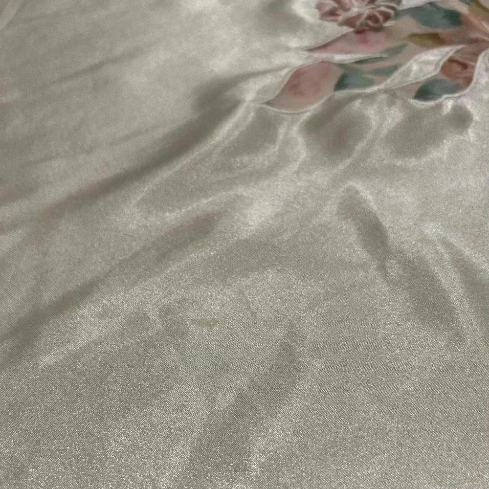 Vintage Val Mode Lingerie Ivory Satin Floral Sleeveless Slip Chemise Size L - Image 2