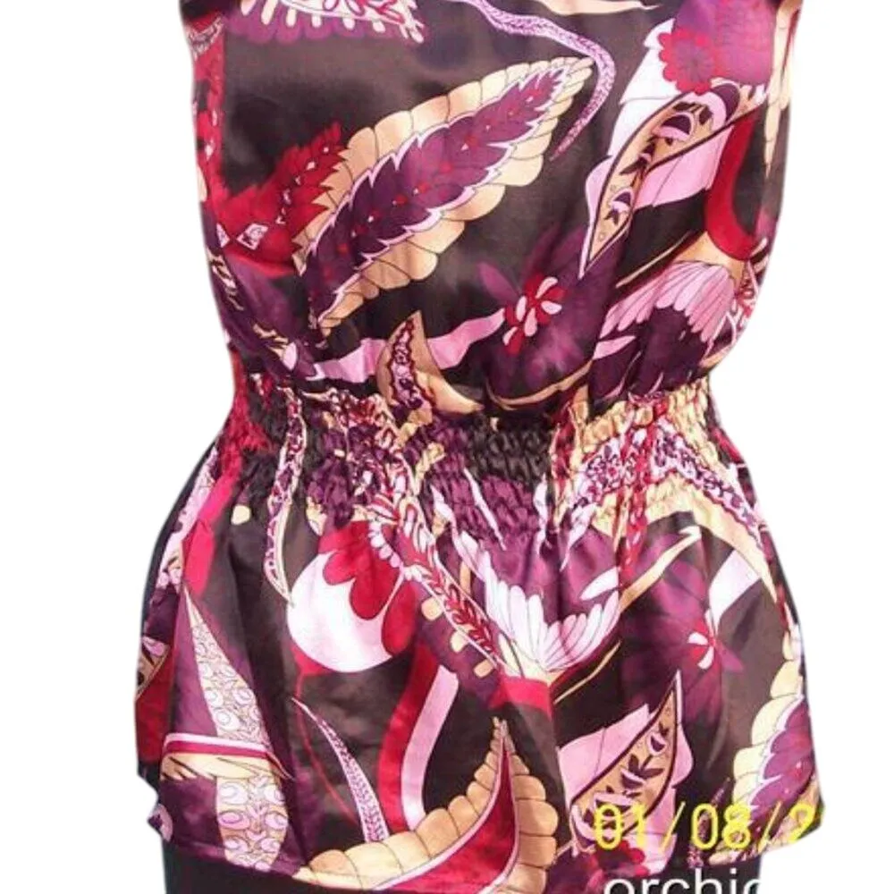 Cache Silk Crochet Bead Straps Chest and Back Top Gather Waist New NWT $118 - Image 7