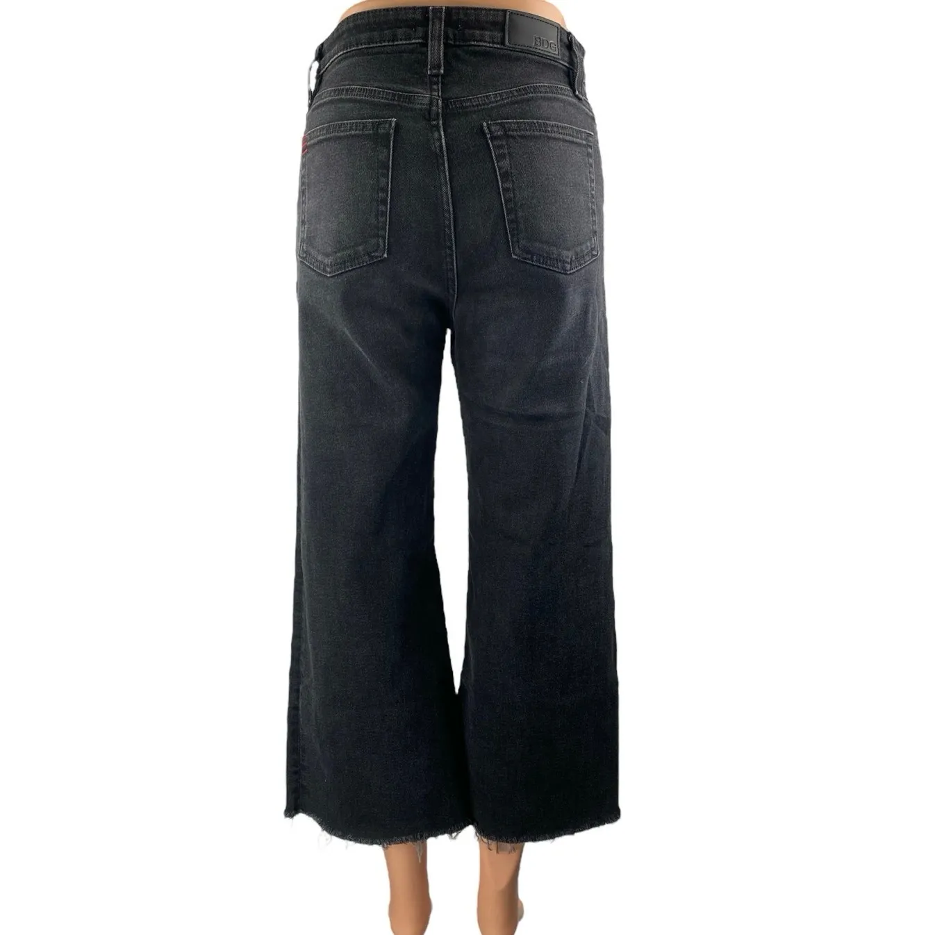 Urban Outfitters BDG Black High Waisted Wide Leg Cropped Denim Jeans Size 26 - Image 3